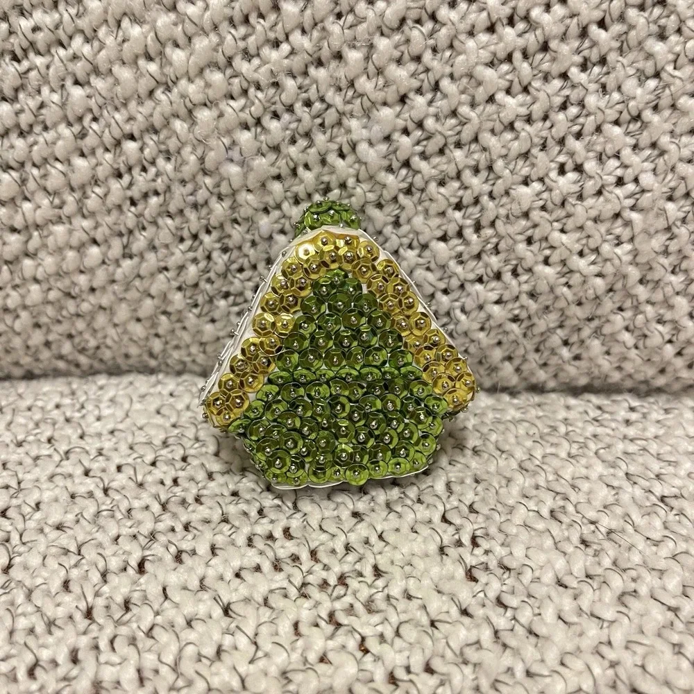 Vintage Gingerbread House‎ Church Sequin Push Pin Christmas Ornament Handmade
